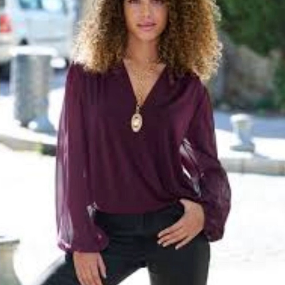 Boston Proper Wine Purple Blouse
